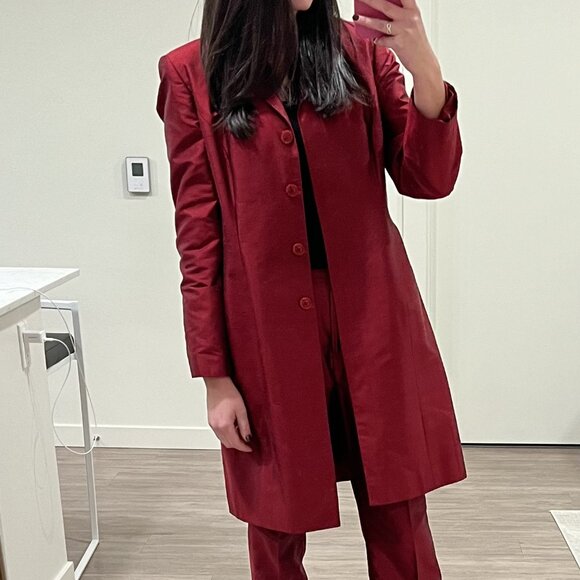 Red Wine Silk Pantsuit.  Super sexy on. Made by INC - Picture 1 of 5